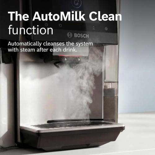 Bosch Fully Automatic Coffee and Espresso Machine - 36 Drinks, Double Cup Barista Style Super Coffee Maker - Touchscreen, Large Bean Capacity - Easy Clean, Maintenance - Silver - TQU60307