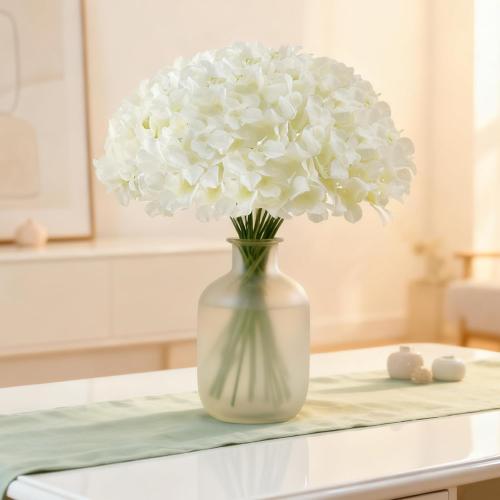 20 Pcs White Hydrangea Artificial Flowers Bulk, Faux Hydrangea Flowers Heads, Artificial Fake Silk Hydrangea Flowers with Stems, White Flowers Artificial for Decoration Wedding Décor