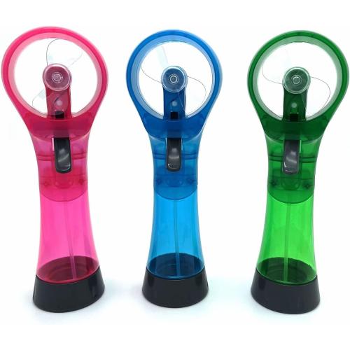 Water Misting Fans Portable Personal Handheld Spray Fan Cooling Outdoor Cooler, Pack of 3 (Blue/Green/Pink)