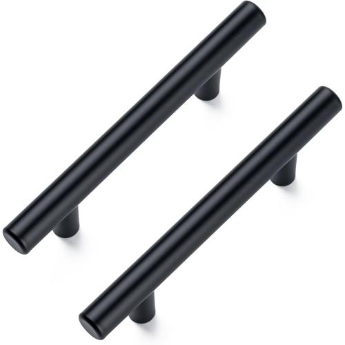 10 Pack Cabinet Pulls Matte Black Stainless Cabinet Handles, for Kitchen and Bathroom Cabinets, 5 Inch Length, 3 Inch Hole Center