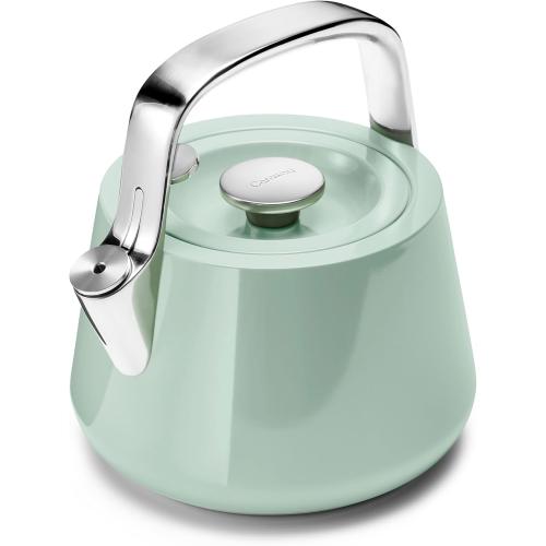 Caraway 2 Quart Whistling Tea Kettle - Durable Stainless Steel Tea Pot - Fast Boiling, Stovetop Agnostic - Non-Toxic, PTFE & PFOA Free - Includes Pot Holder - Mist