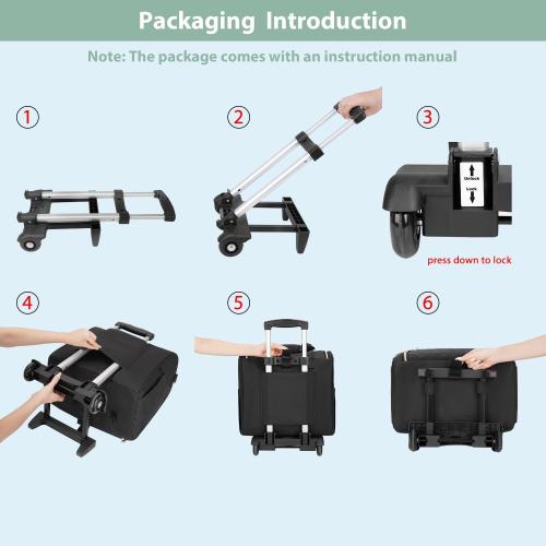 MATEIN Rolling Laptop Bag for Women, 15.6 Inch Rolling Briefcase with Wheels &Detachable Cart, Roller Computer Teacher Tote Bag with Insulated Lunch Box Gift for Nurse Work Business Office, Deep Black