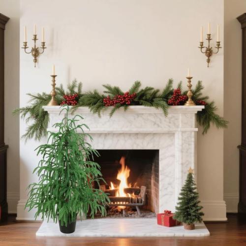 Artificial Norfolk Pine Tree 24in Tabletop Christmas Tree Decoration Outdoor Indoor Home Decor