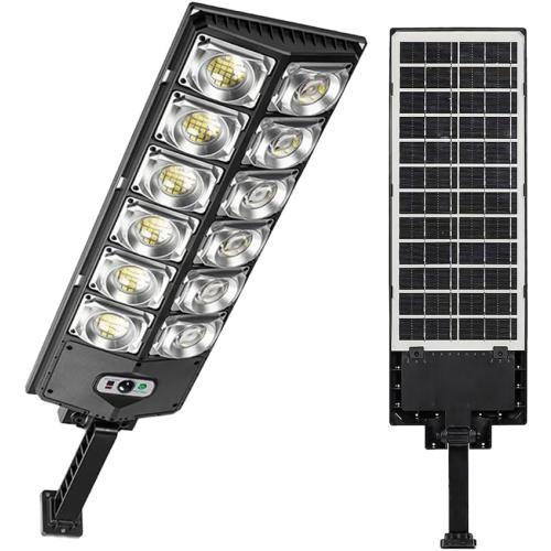 ikaufen 80000LM 8500K LED Solar Street Light 800W Commercial Oudoor Lights Outdoor Waterproof Hight Brightness LED, Dusk to Dawn Solar Street LightsRoad Area Lamp for Yard, Deck, Garden (1 Pcs)