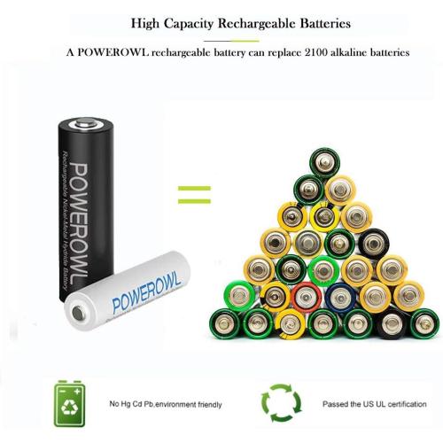 POWEROWL Rechargeable AA and AAA Batteries with Fast Charger, High Capacity NiMH - 4 x 2800mAh AA & 4 x 1000mAh AAA