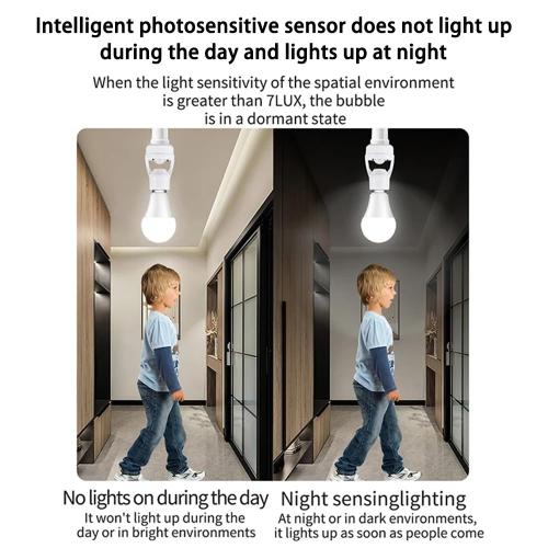 E26/E27 Motion Sensor Light Socket Adapter – Smart Screw-in Bulb Holder with PIR Motion Detection, Automatic On/Off for Garage, Storage Room, Basement & Closet