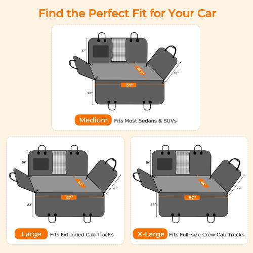 URPOWER Hard Bottom Dog Car Seat Cover, Back Seat Extender for Cars & SUVs