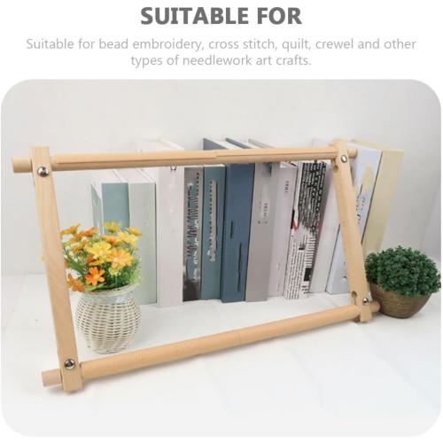 SHERCHPRY Wooden Cross Stitch Stand Compact Embroidery Tapestry Frame Install Beech Wood Embroidery Holder for Tabletop Needlework Craft