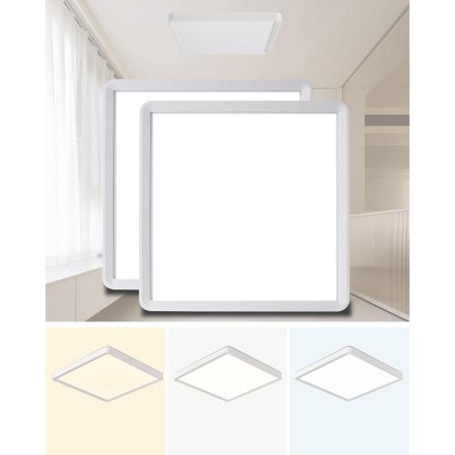 Square Led Flush Mount Ceiling Light,16 Inch 40w 3820lm led Light 3000k,4000k,6000k CCT Selectable,Flat Panel Super Slim Led Ceiling Light Fixture,for Living Dining Kitchen Bedroom Room (2Pack-White)