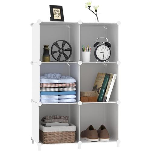 AWTATOS Cube Storage Organizer, Storage Cubes Shelves Bookshelf, 6 Cube Closet Organizers and Storage, DIY Stackable Plastic Clothes Organizer Shelving for Bedroom, Home, White
