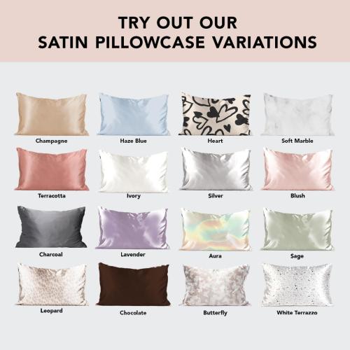 Kitsch Satin Pillowcase with Zipper for Hair & Skin, Softer Than Silk Pillow Cases Queen Size Set of 2, Wrinkle-Free, Smooth and Cooling Satin Pillow Covers, Standard Size 19x26 - Ivory, 2pcs