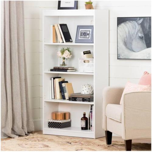 Asian Aesthetic Heavy Duty Floor Standing Bookcase - Stylish, Space-Saving Bookshelf with Adjustable Shelves for Home or Office Use White/5 Tier