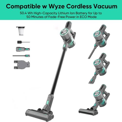 Wyze Battery Pack (Only Compatible with Wyze Cordless Vacuum - 450W, Max 24kpa) – 50.4Wh High-Capacity Lithium Ion Battery for Up to 50 Minutes of Fade-Free Power in ECO Mode