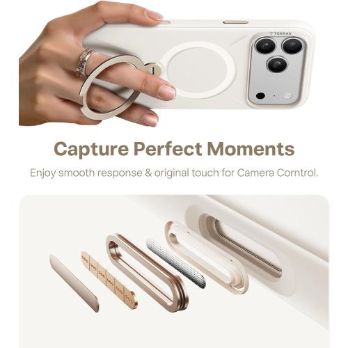 TORRAS Q3 Silicone for iPhone 17 Pro Max Case Magnetic Stand Ivory Gold