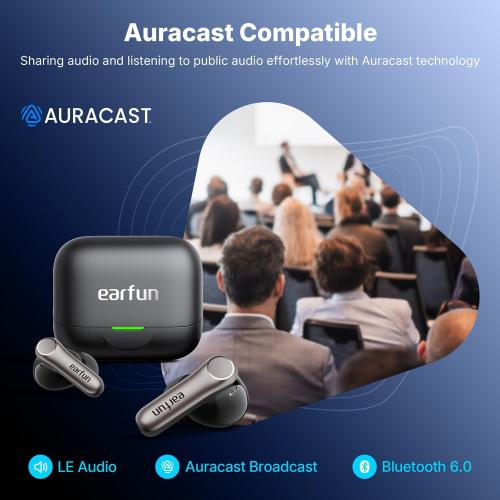 EarFun Air Pro 4  Adaptive Noise Cancelling Wireless Earbuds, Qualcomm aptX Lossless, Dual Drivers, Translation Earbuds, Snapdragon Sound, 6 Mics AI Clear Calls, Hi-Res Sound, LDAC, Bluetooth 6.0, 54H