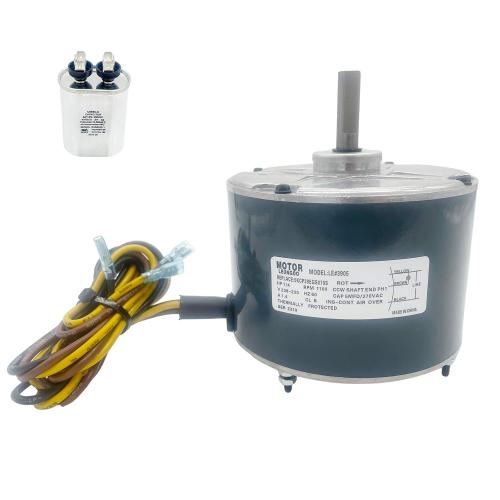 Condenser Motor Replaces Carrier # 5KCP39EGS070S,5KCP39EGY823S Genteq #GE3905, Bryant Payne HC39GE236,237 HC39GE234A Dayton 6DLL0, 1/4HP 1100 RPM 208-230V 48Frame with Capacitor OEM Upgraded LEUNGOO