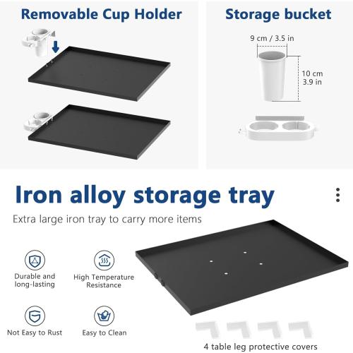 ZHOOGE Salon Tray Cart on Wheels with Stand Rack Tray, Premium Iron Alloy Tattoo Tray Height Adjustable Salon Service Tray with 360 Degree Mute Universal Tricycle for Tattoo Work, SPA and Dental Tray