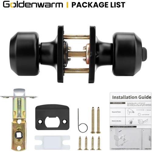 goldenwarm Black Door Knobs, Matte Black Privacy Door Knob Interior, Square Interior DoorKnobs for Bedroom, Bathroom, (6 Pack)