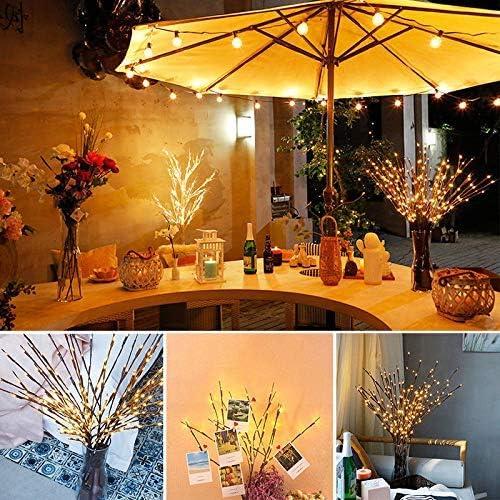 LED Branch Lights, Battery Powered, Warm White, Brown, Plastic, 20 LED, 5 Bendable Poles, 25 Inches, Modern Office Decoration