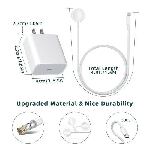 Vertebraid Fast Charging USB C Watch Charger Cord Compatible for Apple Watch, Magnetic Charging Cable Compatible for Series 11/10/9/8/7/Ultra/Ultra2/SE3/SE2/6/5/4/3/2/1/SE1, Type C Cord, 4.9ft