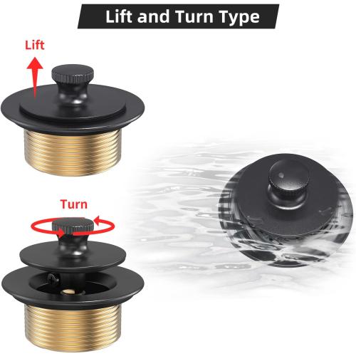 Citymoor Matte Black Tub Drain and Overflow Kit, Bath Tub Drain Stopper Set
