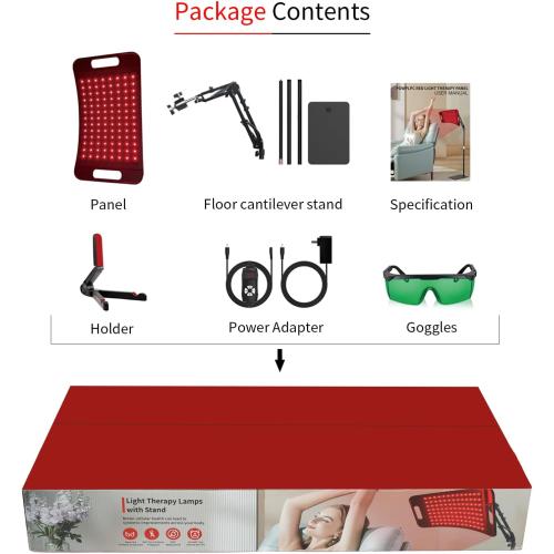Red Light Therapy for Body,Red Light Therapy Lamp with Adjustable Holder & Desktop Stand,660nm and 850nm Infrared Light Panel Device for Facial and Full Body(130 Beads)
