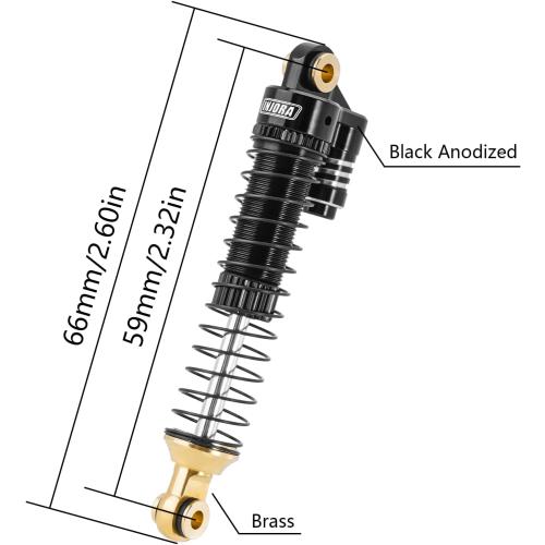INJORA Brass & Aluminium 59mm Shocks- Long Threaded Shock Absorber Oil Damper for TRX4M TRX4MT 1/18 RC Crawler Upgrade