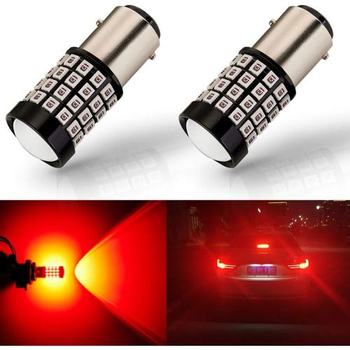 Antline 1157 LED Bulb Flash Strobe Red (2 Pack), 9-30V Super Bright 1600 Lumens 2057 2357 7528 52-SMD LED with Projector for Replacement, Flashing Strobe Brake Tail Stop Light Bulbs