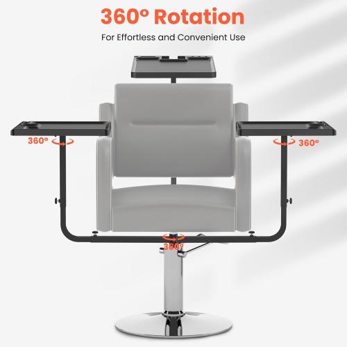 TASALON Salon Metal Tray Attached to Chair 360 Degree Rotation Barber Chair Tray for Dental, Cart with 2 Magnetic Bowls,Fully Adjustable Hairstylist for Barber Tattoo Tools