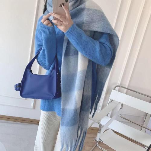 Big Chunky Plaid Scarf Colorful Checked Oversized Thick Scarves Soft Large Cashmere Wool Winter Warm Blanket Women