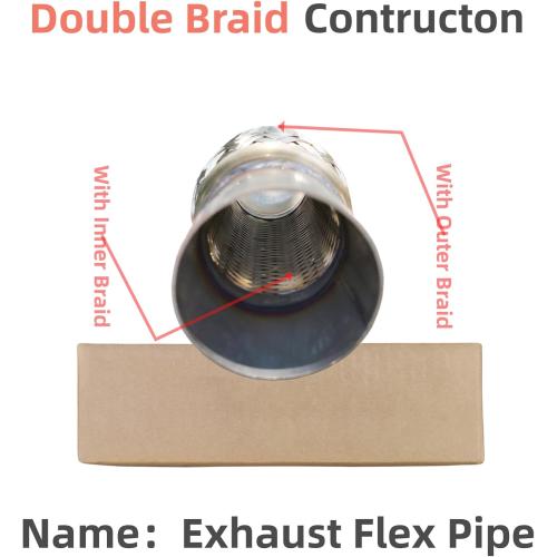 Exhaust Flex Pipe Universal Type 100% Stainless Steel For Heavy Duty and Cars (1 PC, 2X6X10)