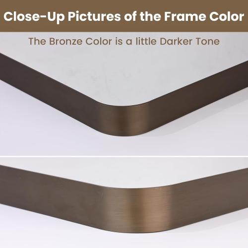 LOAAO 48”X32” Bronze Bathroom Mirrors for Vanity, Rounded Rectangle Brushed Bronze Metal Frame Mirror, Anti-Rust, Tempered Glass, Hangs Horizontally or Vertically