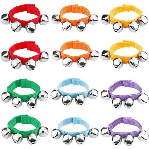 POPLAY 6 PCS Percussion Instruments, Wrist Bells Jingle Bells Musical Rhythm Toys