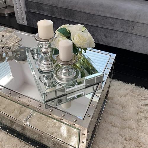 Wocred Perfume Tray,Super Gorgeous Vanity Tray with Handles,Jewelry Organizer Decorative Tray for Dresser,Coffee Table,Bedroom Ottoman(11”x15”x2”)
