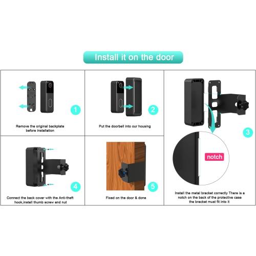 Anti-Theft Blink Doorbell Door Mount,No-Drill Mounting Bracket for Blink Doorbell Camera 2nd Gen 2025 (Not for 1st Gen 2022) Easy to Install Blink Video Doorbell Accessories