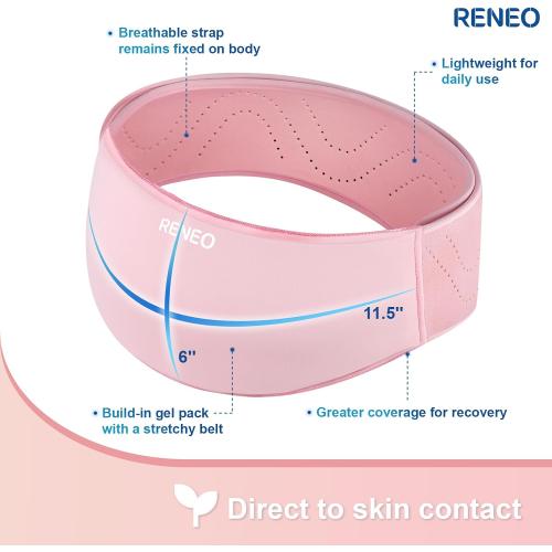 RENEO Ice Pack for C Section Recovery Must Have, Gel Belly Band, Pink