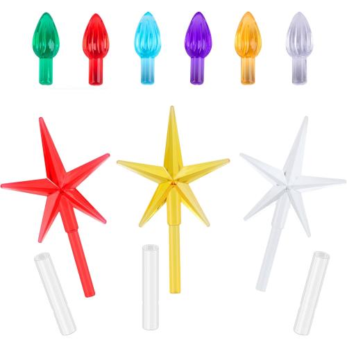 Ceramic Christmas Tree Replacement Lights Bulbs, Flame Shape Light up Artcraft Accessories for Ceramic Tree, Multicolor Medium Twist Light Ornaments, 120Pcs   3 Star