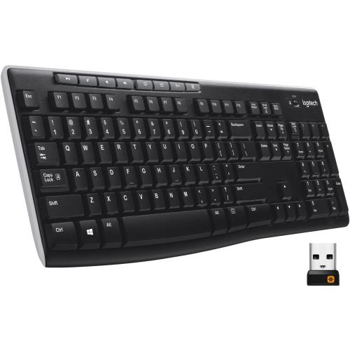 Logitech K270 Wireless Keyboard for Windows, 2.4 GHz Wireless, Full-Size, Number Pad, 8 Multimedia Keys, 2-Year Battery Life, Compatible with PC, Laptop, Black