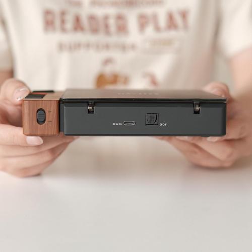 R300 CD Player Portable Bluetooth Desktop Retro CD Players for Home,Without Speakers, Rechargeble Battery Small Compact Vintage CD Player,SPDIF Out,Brown