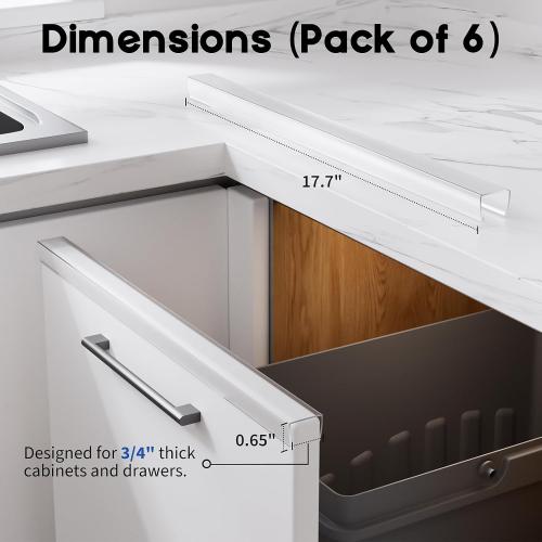 Cabinet Protector Edge Guard (Pack of 6), 17.7 Clear PVC Cabinet Edge Protectors for 3/4 Thick Kitchen Cabinets Doors – Slip-On No-Tool Sliding Installation