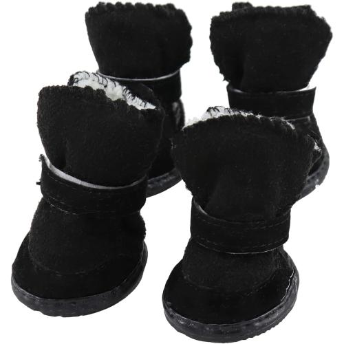 Puppy Snow Booties for Small Dogs, Chihuahua Booties for Winter, Tiny Cat Booties, Cat Shoes for Cold Weather Black Label 4