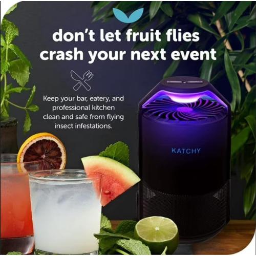 Katchy Flying Insect Trap Indoor – Catcher & Killer for Mosquito, Fruit Fly, Gnat & Small Moth – Non-Zapper with Suction & Blue Light – Ideal for Indoor Spaces, Kitchen & Plants (Original, Black)