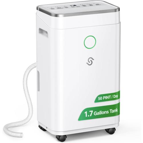 HUMILABS Dehumidifier for Basement with Drain Hose 4500 Sq. Ft - 50 Pint 1.7 gal Tank Dehumidifier for Home Bedroom Bathroom,Ultra Quiet 40 dB,Sleep Mode & 24H Timer,Child Lock,Ideal for Large Room