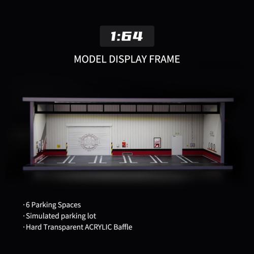 1/64 Diorama Display Case with LED Lights, Model Car Display and Storage, Compatible with Hot-Wheels Match-Box Mini GT Diecast Cars, Stackable Design