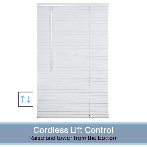 LOTUS & WINDOWARE Cordless 1 Aluminum Mini Blind 46 Wide x 60 Long, White, Room Darkening Metal Indoor Window Blinds for Home and Office