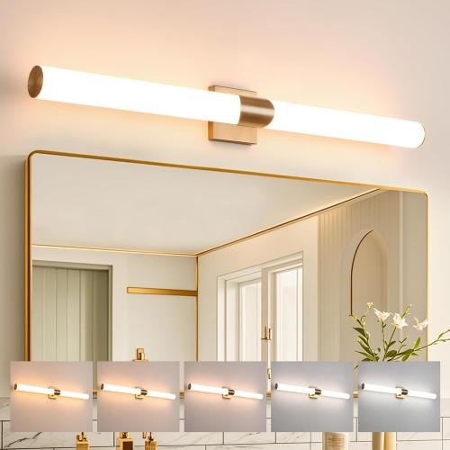 Modern Wall Sconce 39 Ihch Gold Bathroom Sconces LED Wall Lighting Fixtures with Acrylic Shade Hardwired Long Vanity Lights Over Mirror for Bedroom Living Room Hallway