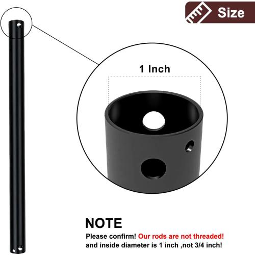 36 Inch Ceiling Fan Downrod, 1 Diameter Matte Black Ceiling Fan Extension Rod (No Threads),Universal Down Rods for Ceiling Fans,Easy Installation