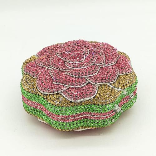 Boutique De FGG Rose Crystal Clutch Purse Women Flower Evening Bag Wedding Party Prom Bridal Rhinestone Floral Handbag,Mini