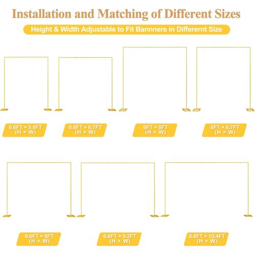 Wokceer 8x8FT Backdrop Stand Heavy Duty Pipe and Drape Kit with Base, Square Adjustable Backdrop Stand for Wedding Birthday Party Photo Booth Background Photography Exhibition Decoration