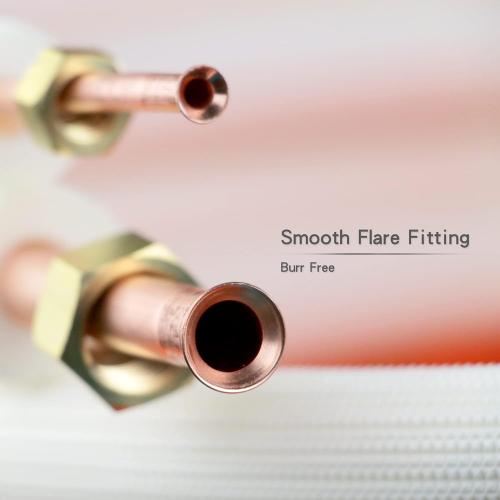 50ft Length Mini Split Line Set 1/4 3/8 OD Copper Pipes Tubing and 3/8 White PE Thickened Insulated with Flared Nuts for Mini Split Air Conditioner HVAC or Heat Pump for 9000BTU (1/4 3/8 with wires)